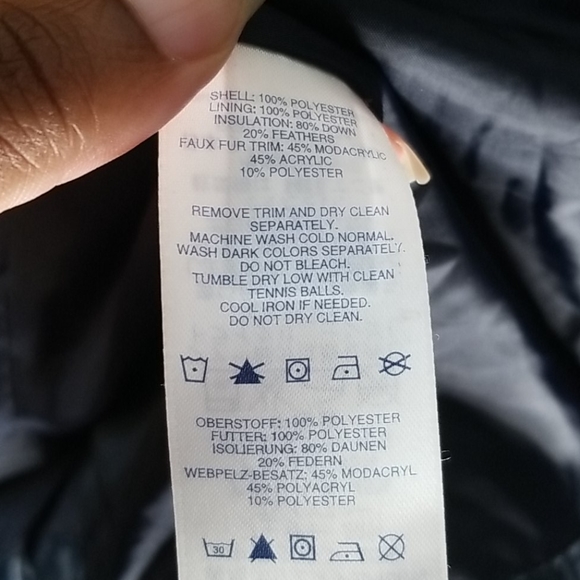 Navy Lands End Down Jacket- Check Out the Stitching! - Picture 5 of 5